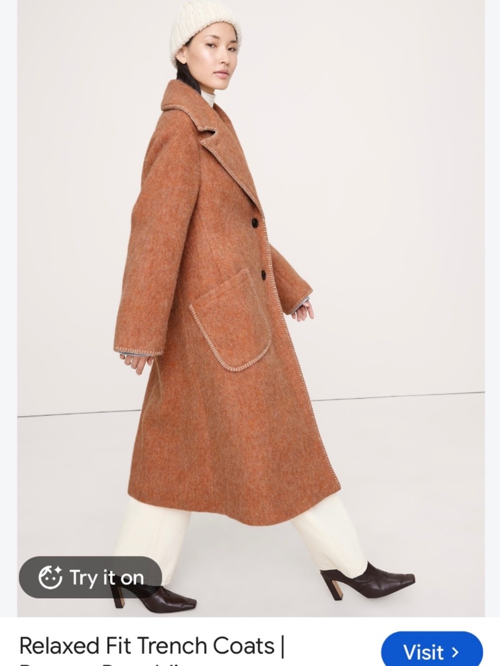 Banana Republic Fuzzy Italian Wool Blend Top Coat in Peach Women's Small NWOT